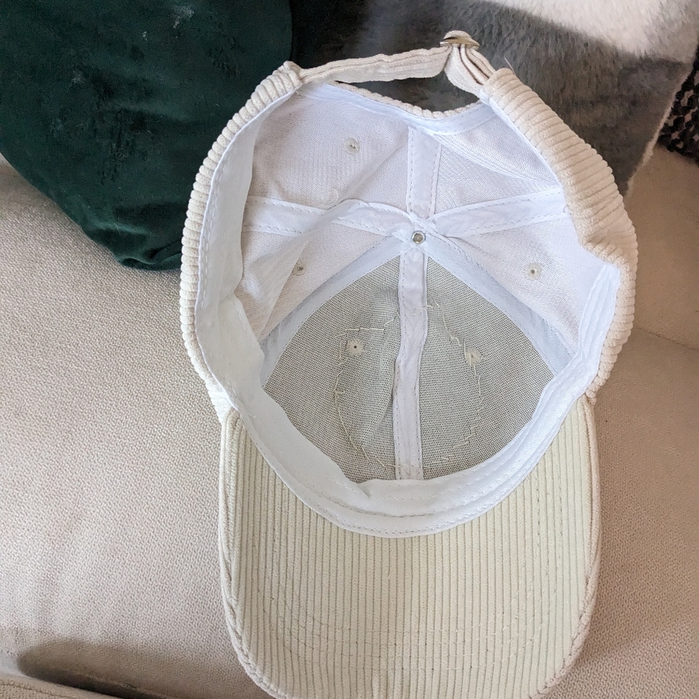 Handmade Hat, "This is Fine" beige corduroy, unisex $20 - Picture 3 of 3